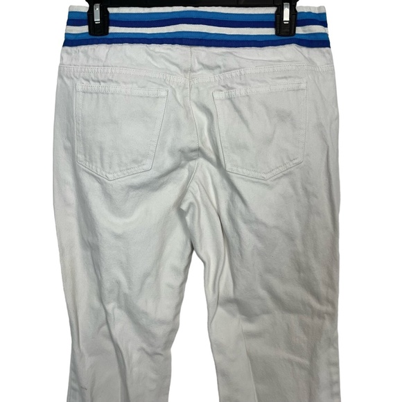 MICHAEL KORS White Blue Ribbon Waist Band Bootcut Boot Cut !00% Cotton Jeans 4 - Picture 14 of 16